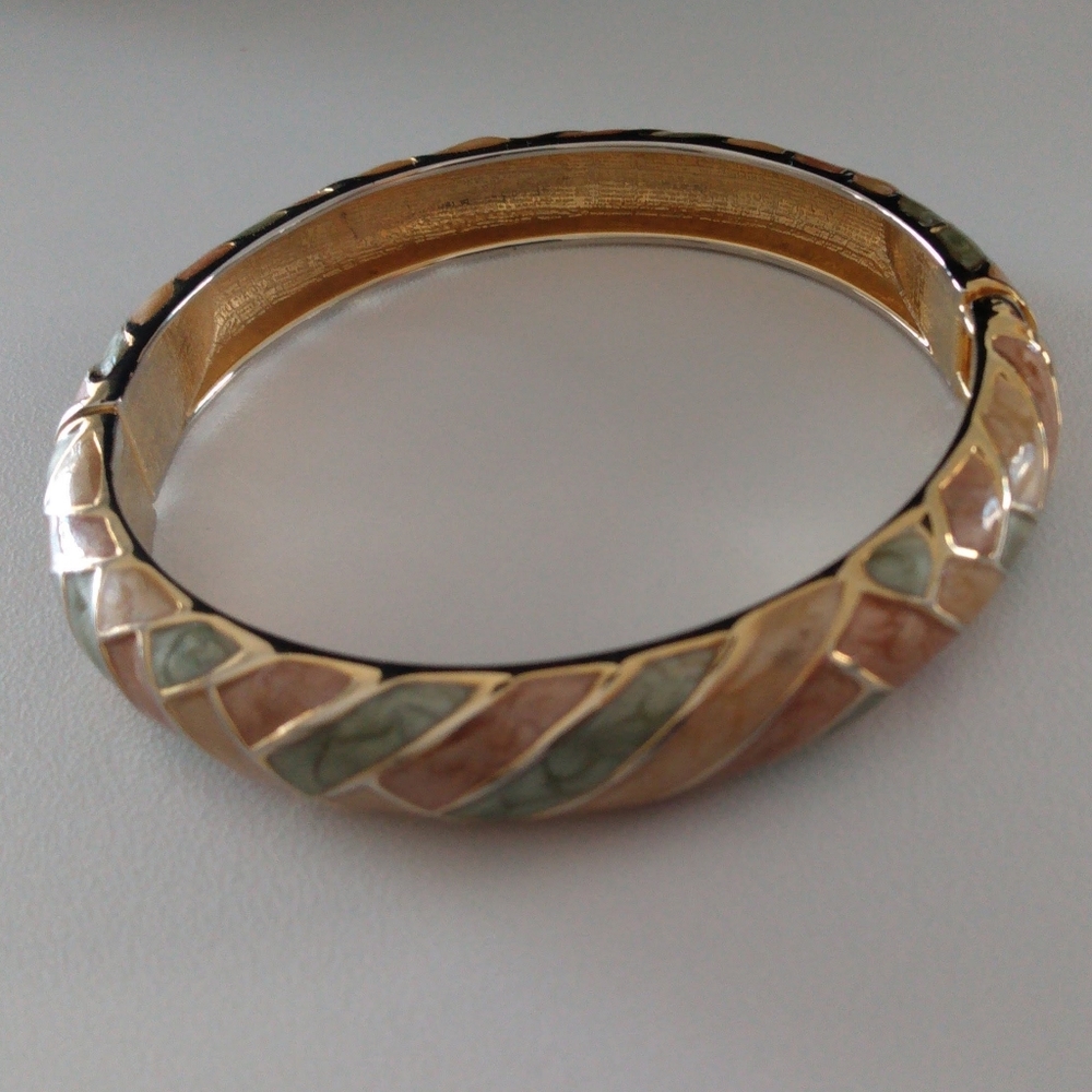 Coral and Green Gold Toned Bracelet.
